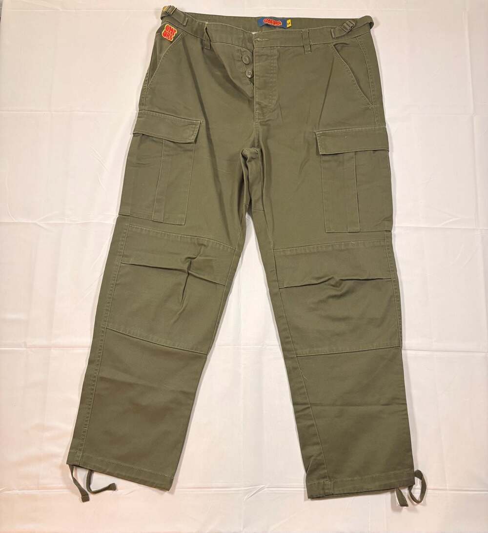 Men’s Vintage Empyre Olive Green Double Knee Baggy Cargo Pants Size 34